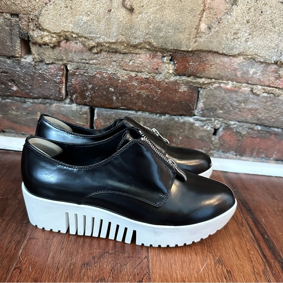 Opening Ceremony 38 Grunge Black Leather Zip Front Loafers Oxford Platform Shoes - Picture 3 of 6
